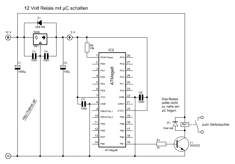 12 Volt Relais mit Mikrocontroller schalten