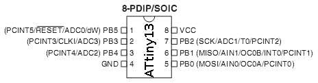 ATtiny13 Anschlussplan