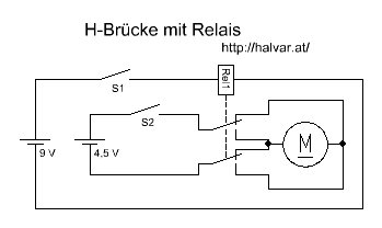 Schaltplan: H-Brücke mit Relais