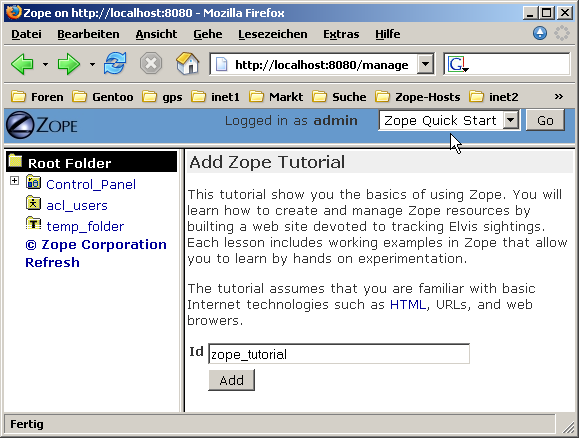 Zope Tutorial erstellen Bild 2